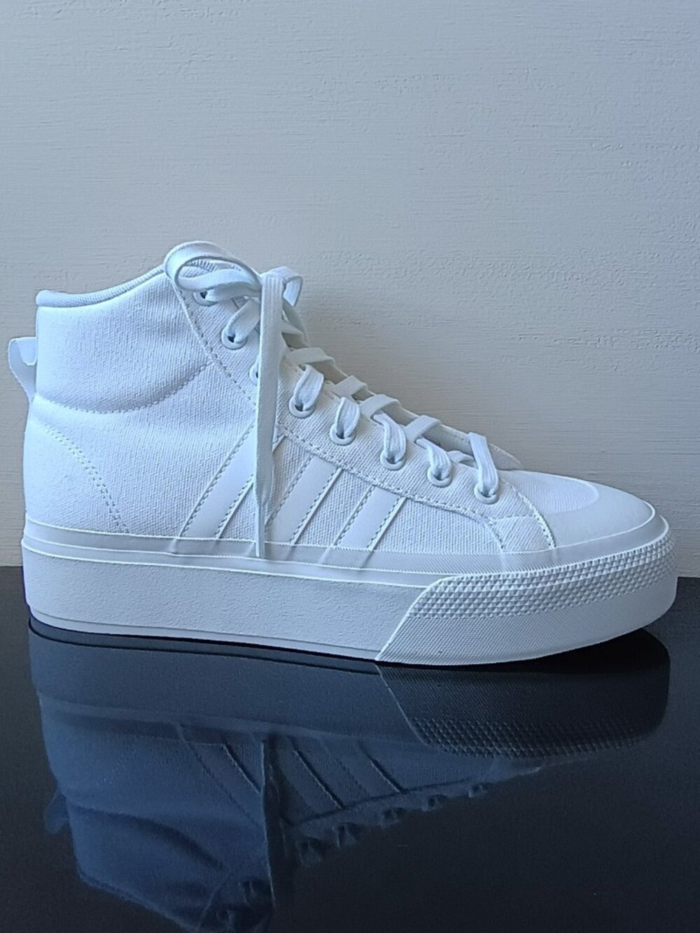 Adidas Women's Bravada 2.0 Mid Platform Canvas Sneaker in Amazing White